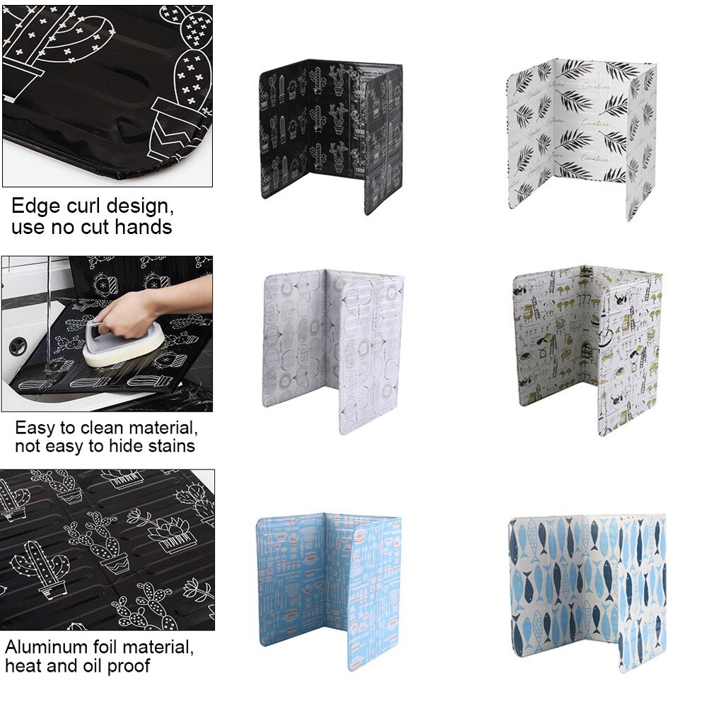 Deflector para estufa de Gas de cocina, escudo térmico de placa deflectora de aceite con papel de aluminio, resistente a altas temperaturas y fácil de limpiar
