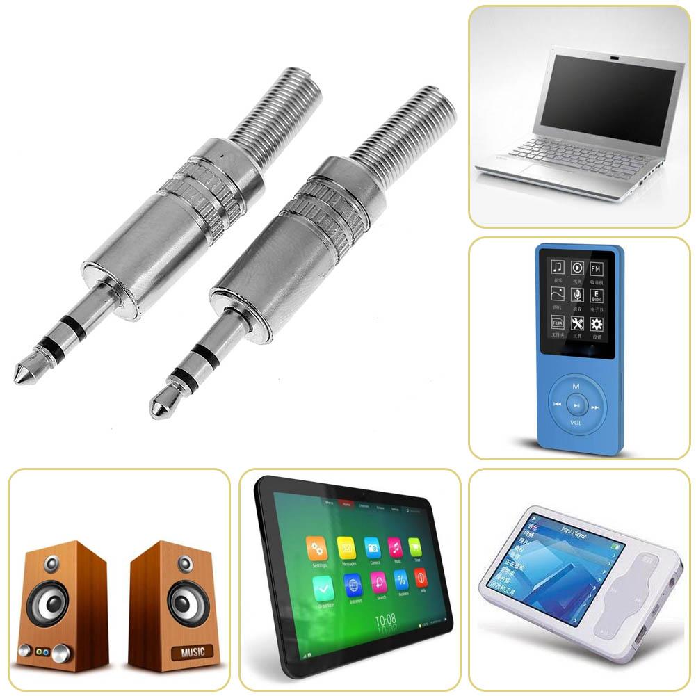 2pcs Plated 3.5mm 1/8in Stereo Male Audio TRS Plated Jack Plug Adapter Connectors for DIY Stereo Headset Earphone Connectors
