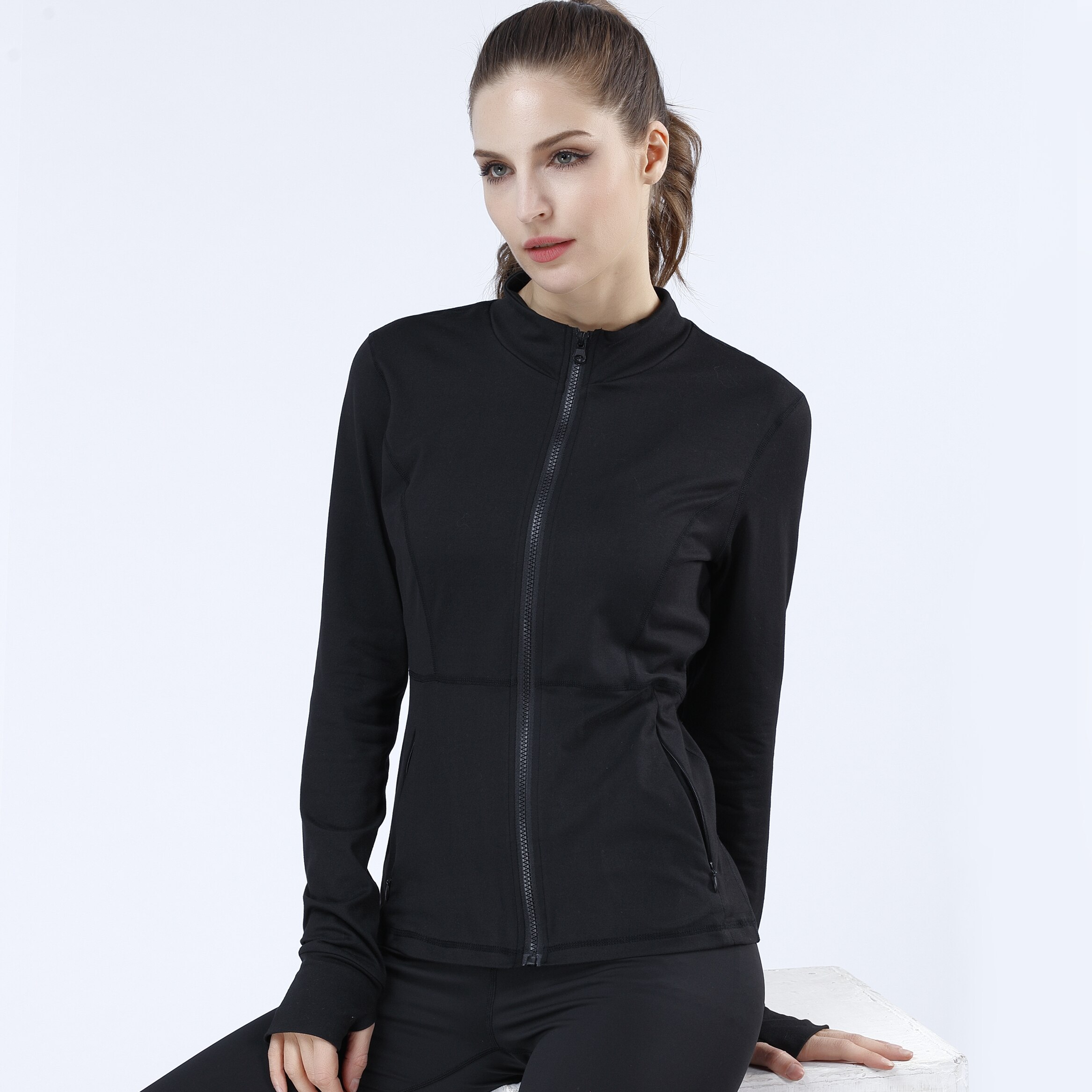 Classic Outdoor Yoga Training Jas Voor Vrouwen Dragen, Afslanken En Full Zip Stijl