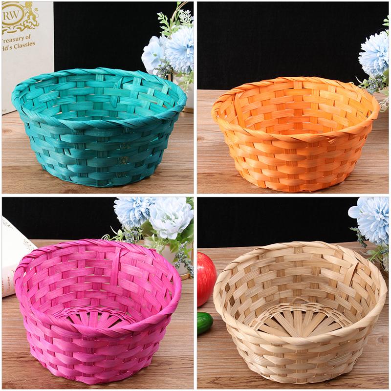 4 Pcs Colorful Bamboo Baskets Round Egg Baskets Easter Children's Day Props