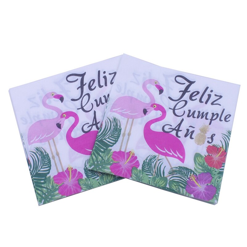 Servilletas de papel con estampado de flamencos, 20 unidades por paquete, pañuelos de papel con estampado de dibujos animados para decoración de hogar, fiestas, restaurantes