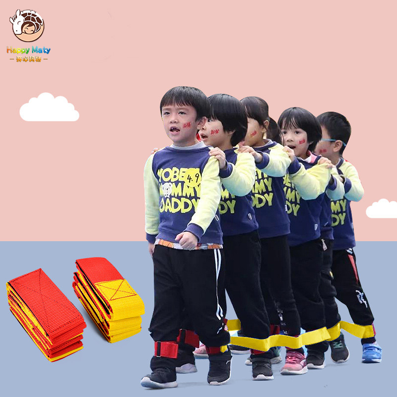 Happymaty 4 Legged Rennen Bands Outdoor Spiel für Kinder Erwachsene Geburtstag Team Party Spiele mit Tragen Tasche Kinder Outdoor Sports spielzeug