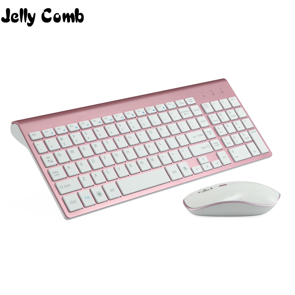 Jelly Comb — Clavier et souris multimédia sans fil, accessoire pour ordinateur 2,4G parfait pour un notebook ou portable discrets sans bruits à 102 touches