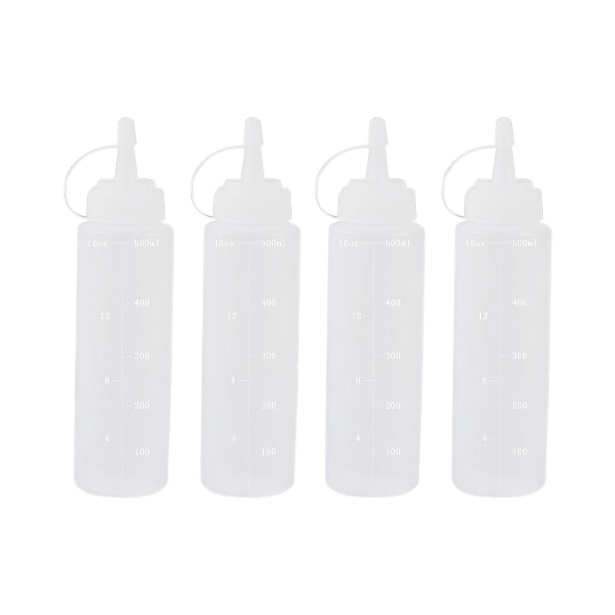 Plastic Squeeze Bottles, Natural Clear Plastic Bottles with Cap, Measurement for Dressings, Oil, BBQ, Kitchen, Liquids and Art