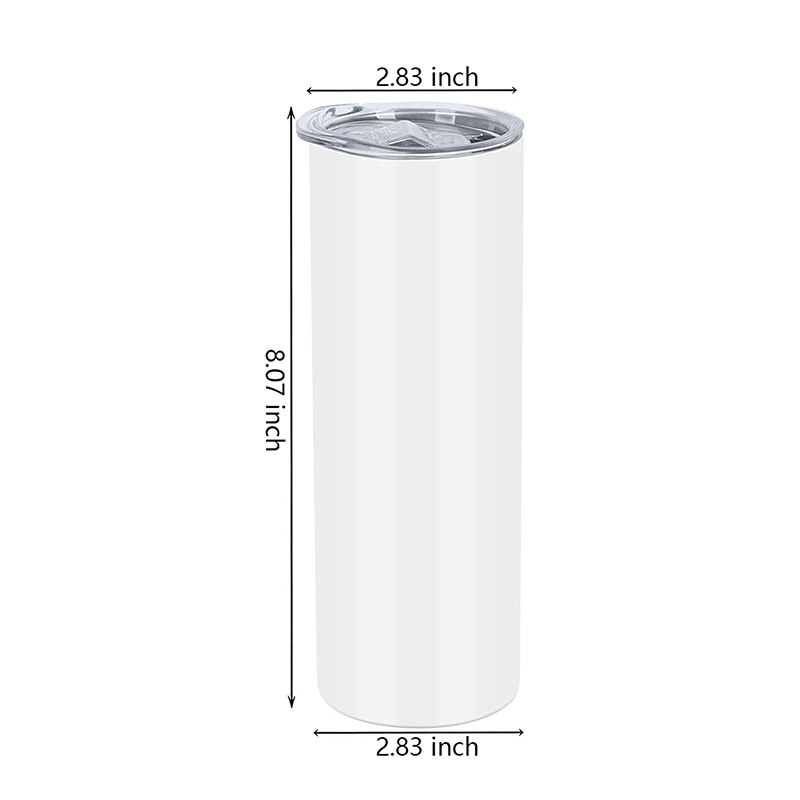 1/2/4Pack 20oz Sublimation blanks Skinny Straight Stainless Steel Tumblers Double Wall Vacuum Insulated Sublimation tumbler