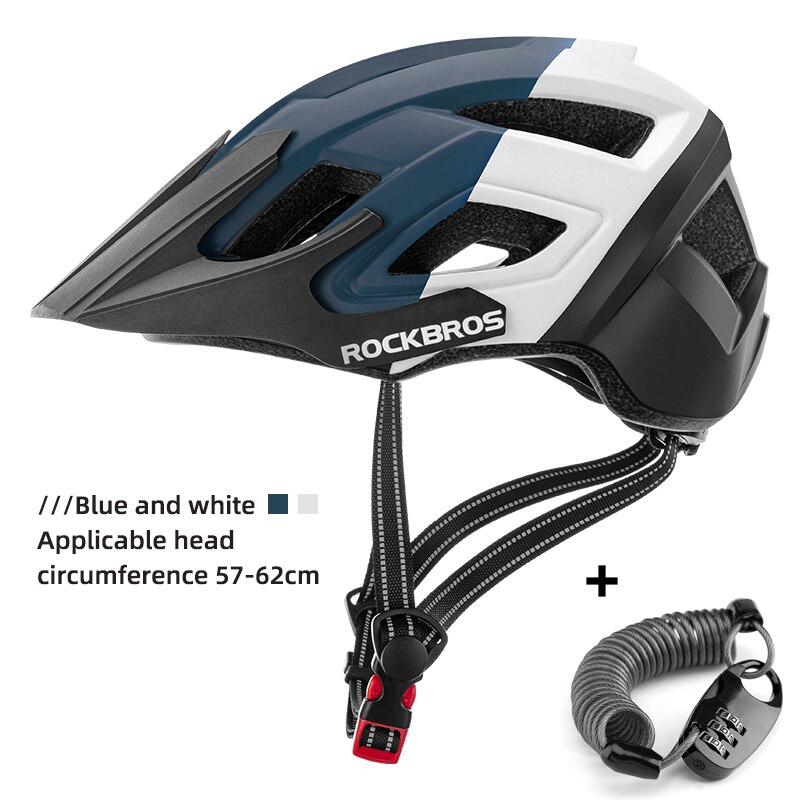 ROCKBROS – casque de vélo électrique pour hommes et femmes, respirant, résistant aux chocs, vtt, vélo de route, sécurité, cyclisme, équipement de vélo: TS-39-BW-with-lock