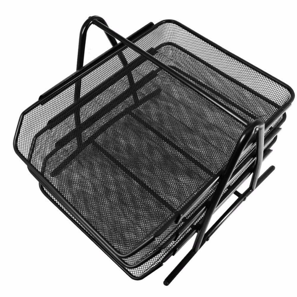1 Pc/Pack 3-Layer Metal A4-Size DIY File Tray & Magazine Organizer for Office and Home