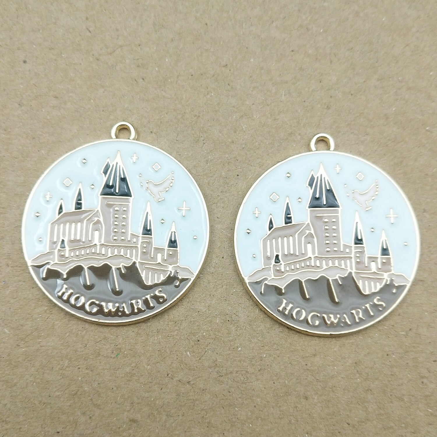 10 pièces 25x27mm émail château jour et nuit breloque pour la fabrication de bijoux et artisanat boucle d'oreille pendentif collier et bracelet breloque