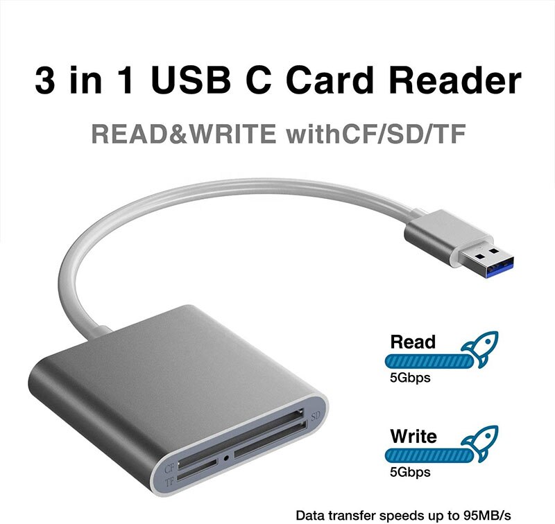 3 In 1 Usb 3.0 Kaartlezer Sd/Cf Micro Sd Memory Card Reader Adapter Voor Pc Laptop Computer multi Kaartlezer Smartcardlezer