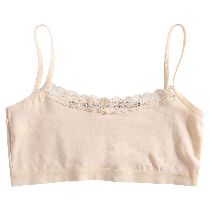 Young Girls Lace Bra Puberty Teenage Soft Cotton Underwear Training Bra Clothing: Fleshcolor