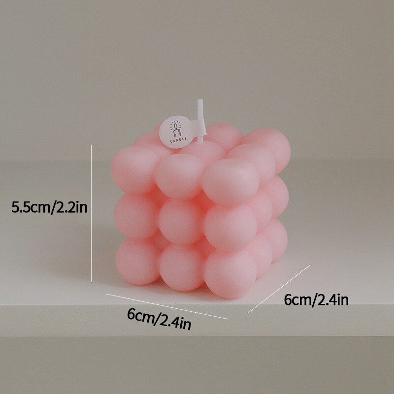 Bubble Cube Aromatherapy Candle Mini DIY Scented Candles Relaxing Birthday Handmade Home Decoration Party Photo Props: Pink 6x6x5.5cm