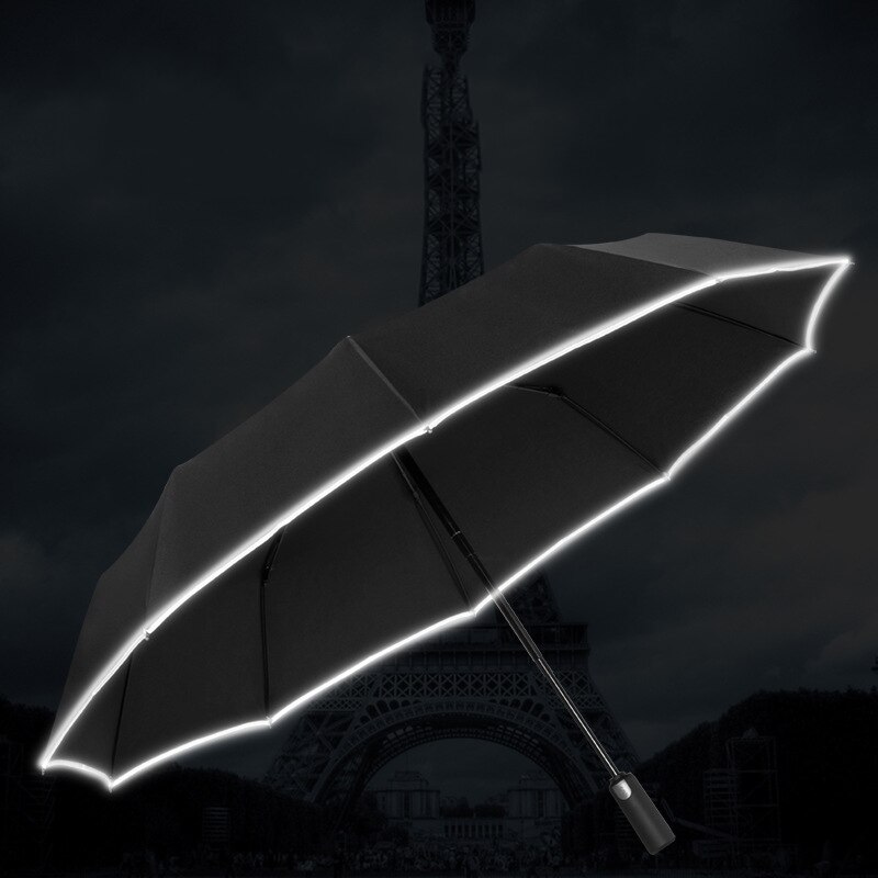 Forretningsautomatiske paraplyer opdatering vindtæt anti-rebound mænd foldende reflekterende paraply parasol til voksen anti-rebound