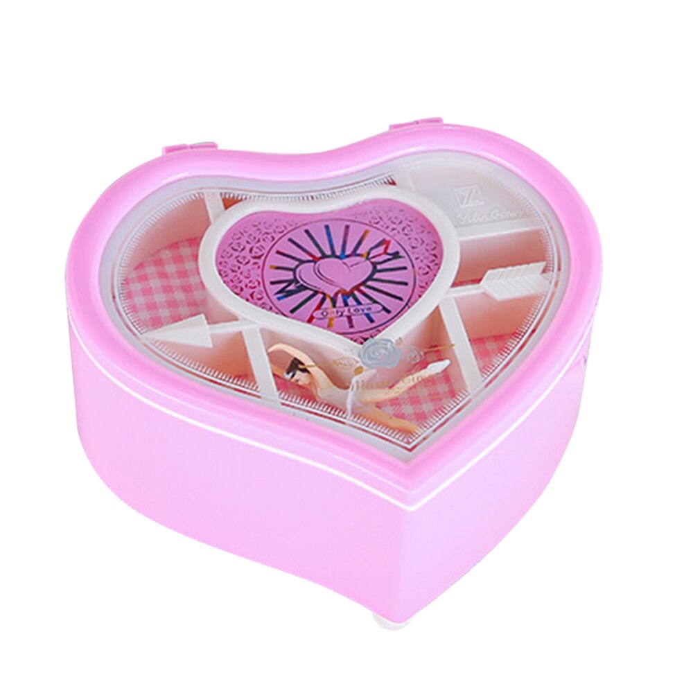 Jewelry Storage Box clockwork Music Box Valentine's Day Year's with Dancer: pink
