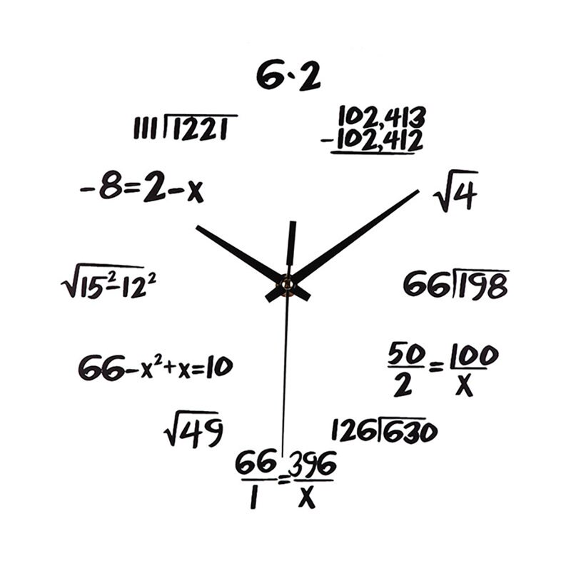 Home Wall Clock Silent Math Equations Polytechnic Digital Decoration Wall Clock Mechanical Clock Feb11: White