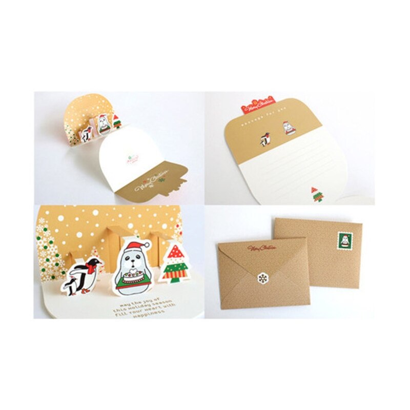 1 Set Christmas 3D Stereo Greeting Card AR Virtual Imaging Technology U2JC