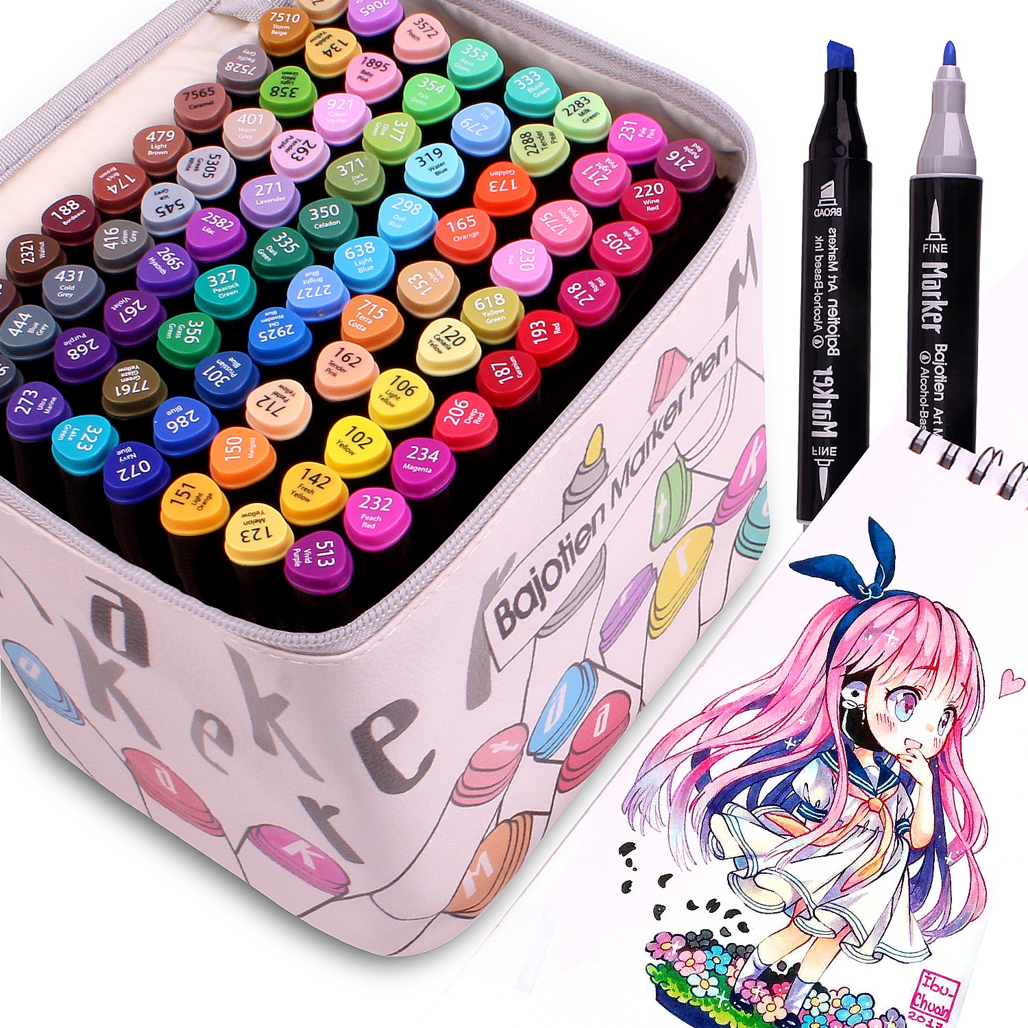12/40/60/80 Art Markers Brush Pen Sketch Alcohol Based Markers Dual Head Manga Drawing Pens Art Supplies