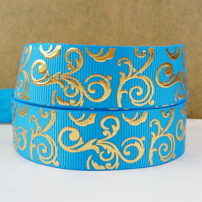50 yard gold swirl foil printed grosgrain ribbon sp-G-38: 6