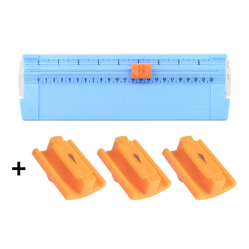 Mini A4 A5 Paper Cutter Cutting Card Trimmer Ruler Blade Mat Scrapbook School Office Kids Safety Label Art Photo Portable Mini: type A  blue