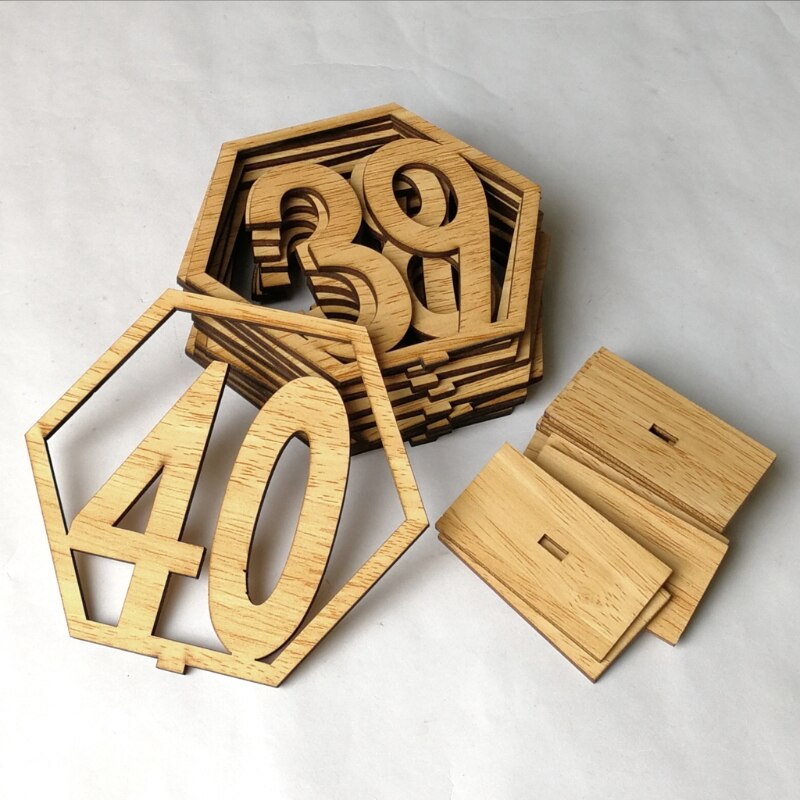 20 st 21-40 hexagon bord nummer bröllop träskylt stativ mottagning mittpunkten
