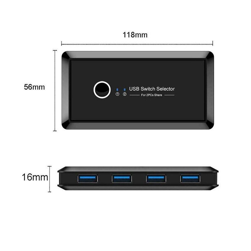 Przełącznik kvm, przełącznik usb 3.0, 2- portowy, komputery pc, udostępnianie 4 urządzeń usb, klawiatura, drukarka, monitor, przełącznik usb