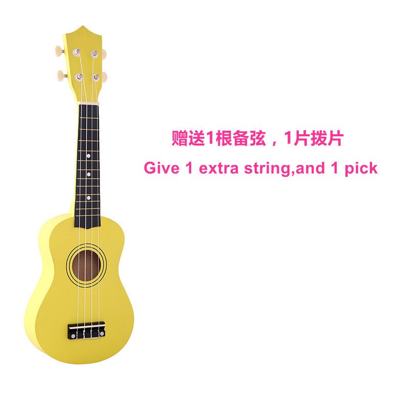 Sevenangel Ukulele 21 Inch Kinderen Ukelele Sopraan 4 Strings Hawaiian Sparren Basswood Gitaar Uke Kids Muziek Instrument: Only Yellow uku