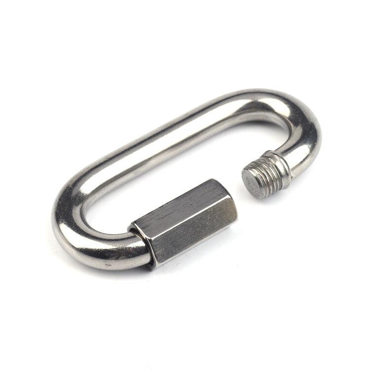 Stainless Steel Screw Lock Climbing Gear Carabiner Quick Links Safety Snap Hook Chain Connecting Ring Carabiner Chain Buckle