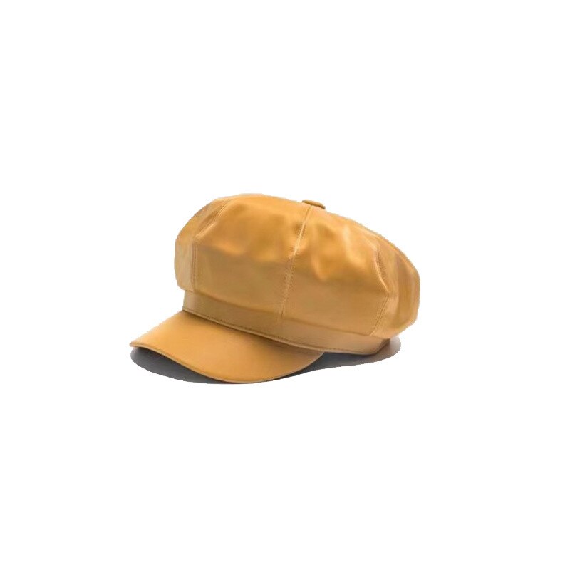 Beret vinter kvinner marine lue hul skinn lue menn lue skinn åttekantet hatt fest britisk retro cap beret