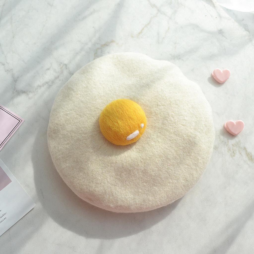 Kvinder kawaii pocheret æggeblomme baretter piger manuel uld filt huer kasketter maler hat vinter forælder-barn fransk hat: -en