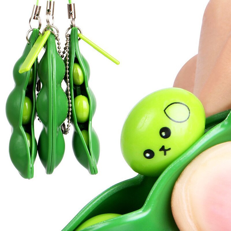 1Pc Squishy Oneindige Squeeze Edamame Bean Pea Uitdrukking Keten Sleutel Hanger Ornament Stress Verlichten Decompressie Speelgoed Antistress