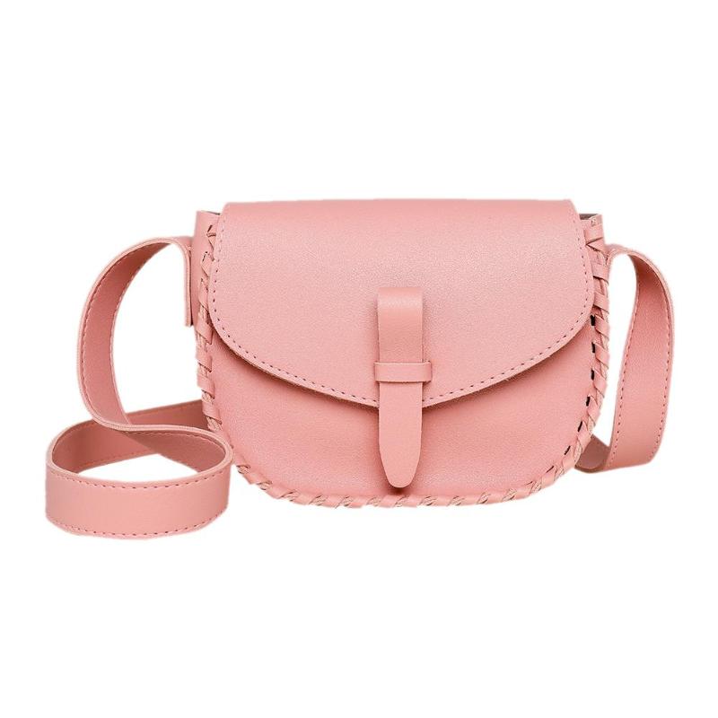 Kvinnor budväskor kvinna väska kända märken kvinnor pu läder klaff crossbody enfärgade väskor telefon strandväska säck: Rosa