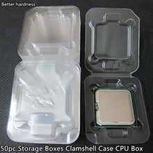 50pc opbevaringsbokse clamshell case cpu box til intel 775 1155 1156 0 ther specifikationer / ic chipset beskyttelsesboks