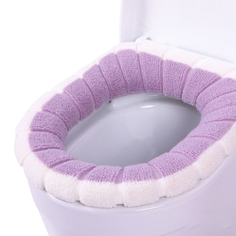 Universal toiletsædeovertræk vintertoiletsæde tilbehør pude fleece vaskbart toiletsæde padhome dekor toiletdæksel: Lilla