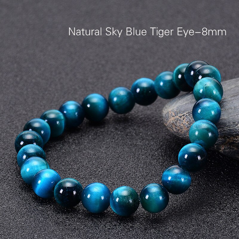 Minimalistische 6 Mm 8 Mm 10 Mm Lake Blue Tijger Ogen Kralen Armband Mannen Natuursteen Braslet Voor Man Handgemaakte casual Sieraden Pulseras: 8mm / 21cm