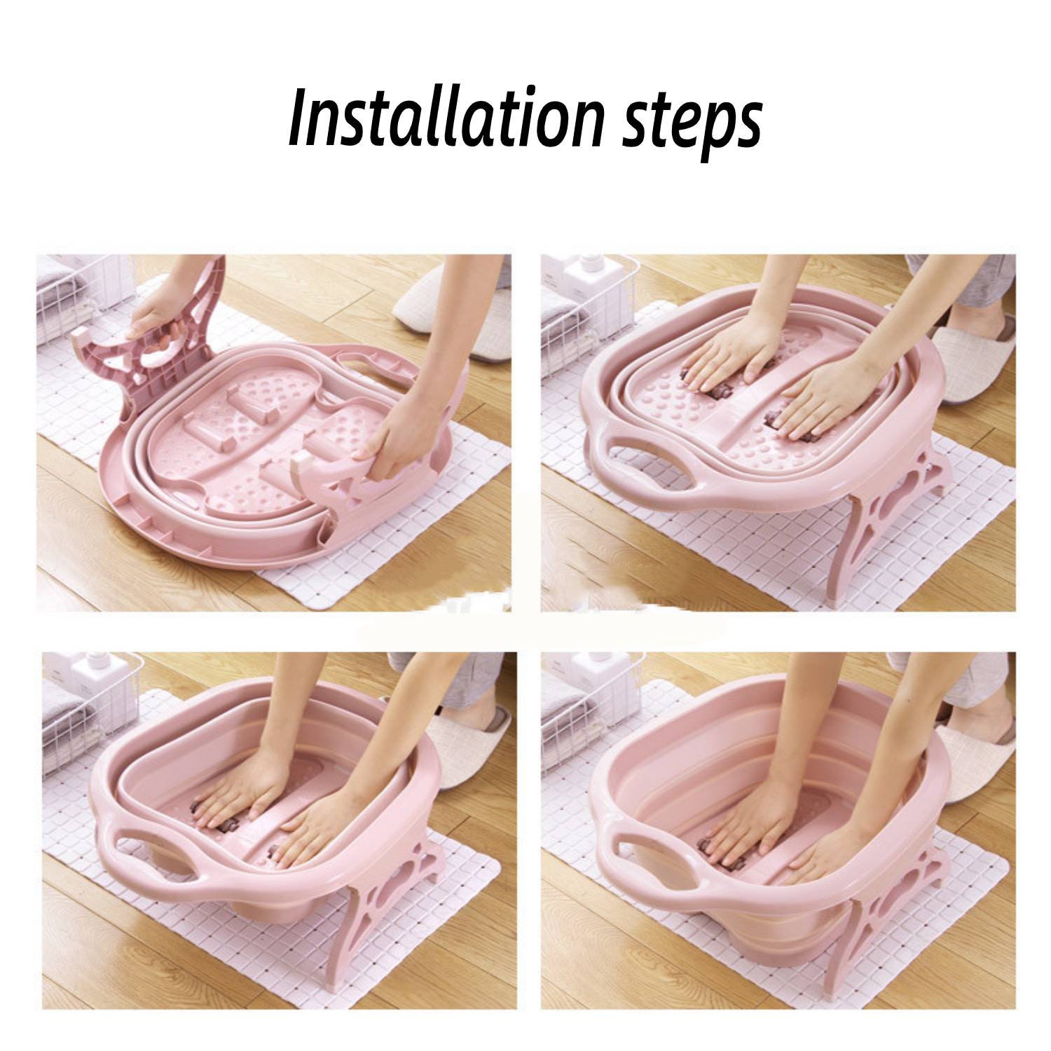 Behogar Plastic Foldable Foot Soaking Bucket Portable Bathtub Foaming Massage Wash Basin For Household Sauna Bathtub Accessories