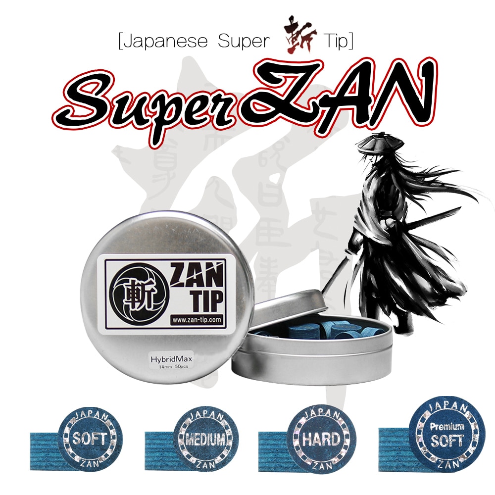 Originele Japanse Zan Super Zan 14Mm Blauw Tip Biljartkeu Tip S/M/H 9 Lagen Lederen biljart Benodigdheden Professionele Accessoires