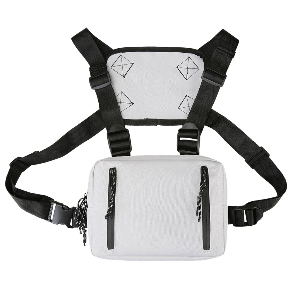 Estilo hip hop crossbody ombro saco de peito para homens mulher multi-função chique unisex oxford streetwear saco colete cintura packs: Grey