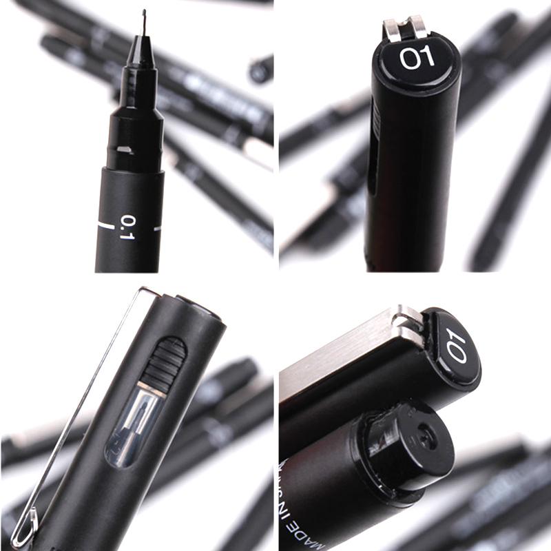 6pcs/lot Pin Drawing Pen Fineliner Ultra Fine Line Art Marker Black Ink 005 01 02 03 05 08 Micron Drawing Pen Office School Set