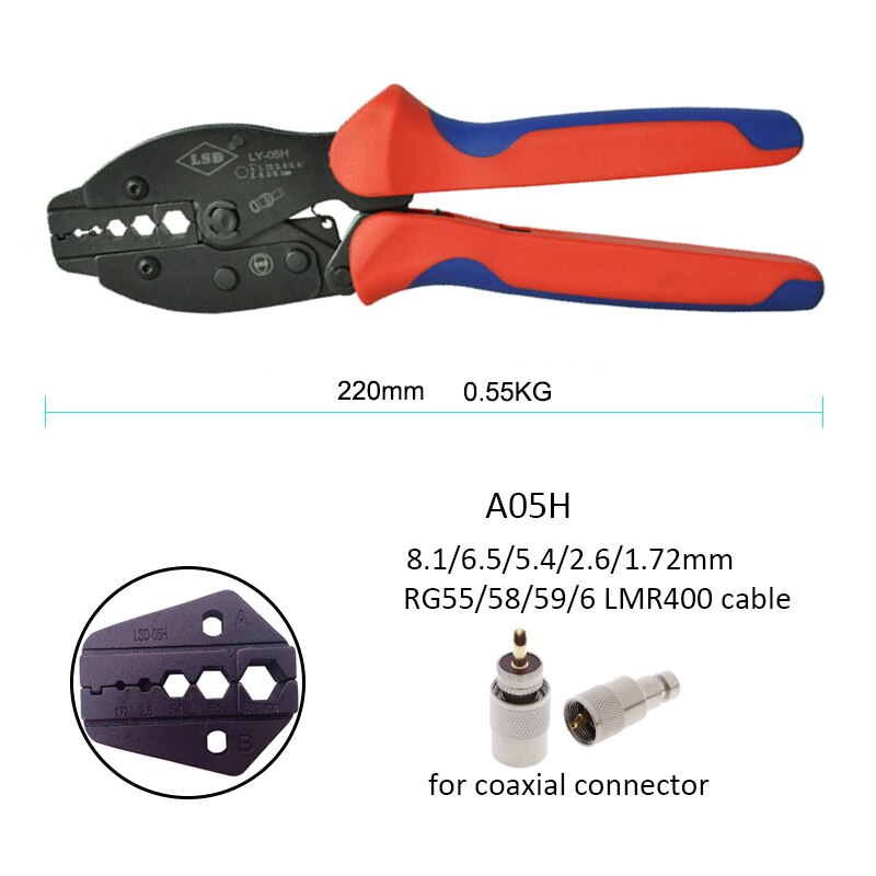 RG316 RG55 RG58 RG59 RG11 Crimping plier coaxial connectors crimping tool fiber optic cable crimp: LY-05H