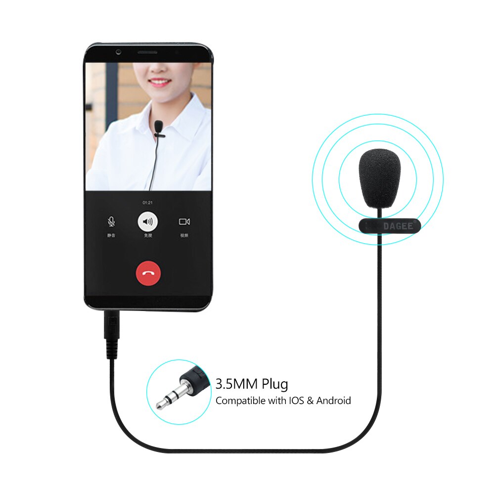 3.5mm minimikrofoner svanhals/slagslag clip-on lavalier mikrofon för mobiltelefoner surfplatta bärbara datorer tal föreläsningar online chatting
