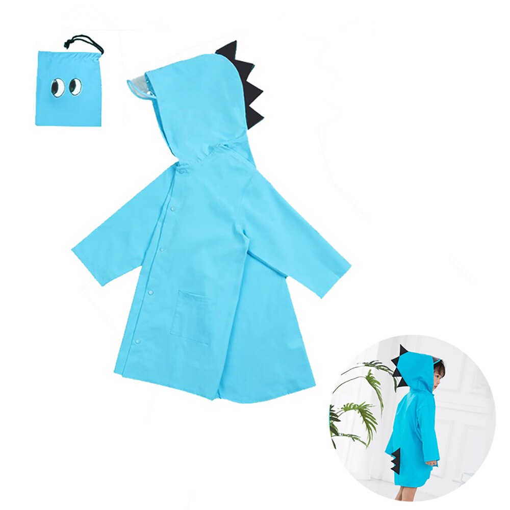 Cartoon Dinosaurs Unisex Hooded Waterproof Raincoat for Boys Girls Breathable Rainsuit Rainwear Outdoor Rain-proof Jacket Kid: blue / XXL