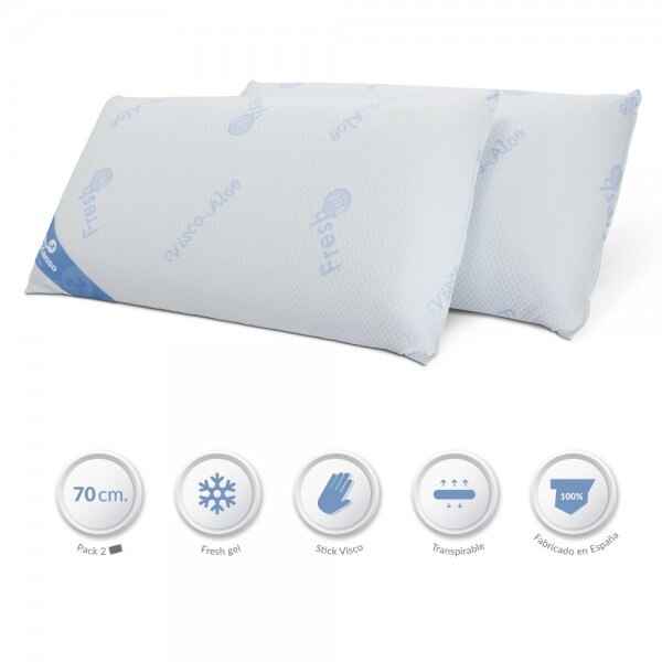DON DESCANSO Pack 2 Almohadas de Gel con Copos Viscoelástica, 70cm, Firmeza Media, Ergonómicas, Transpirables.