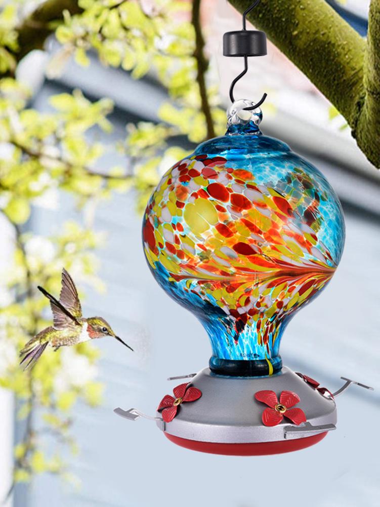 Newest Bird Feeder Hummingbird Feeder Glass Flower Hummingbird Water Feeder Food Container For Garden Outdoors Patio