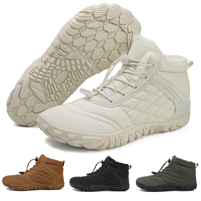 Barfuß-Wanderstiefel für Herren und Damen, Wärmer Null -Schneestiefel zum Hineinschlüpfen, breite Zehenbox-Stiefeletten, minimalistisch wasserdicht