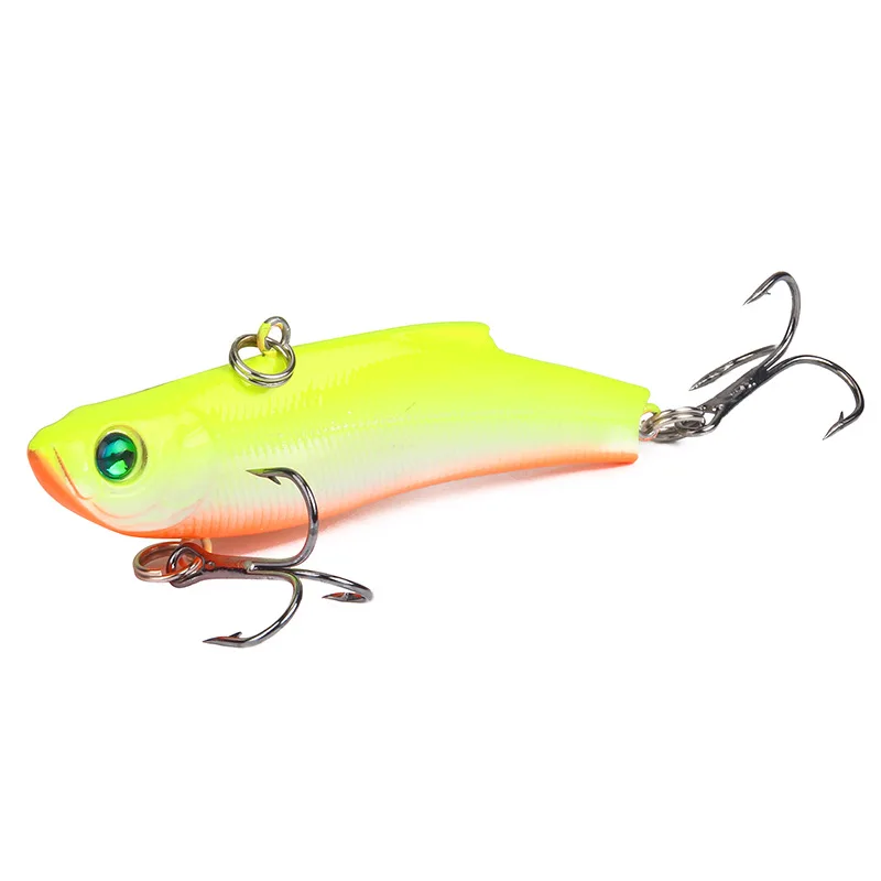 1PCS 70mm 18g Japanese Winter Ice Sea Fishing Lure VIB Bait The Swivel Diving Jig Wing Wobbler Pesca Crank Lures Swimbait: Yellow