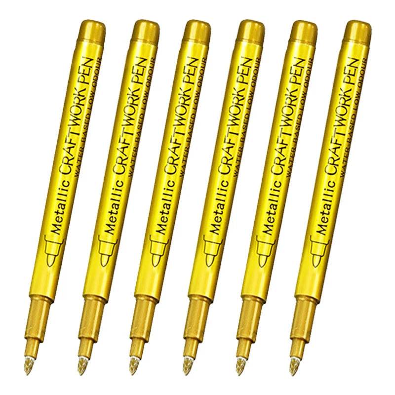Stylos marqueurs de peinture métallique, brosse, couleur or argent, marqueur d'art Permanent pour artisanat Manga, fournitures de papeterie pour Scrapbooking, 6 pièces: Gris clair