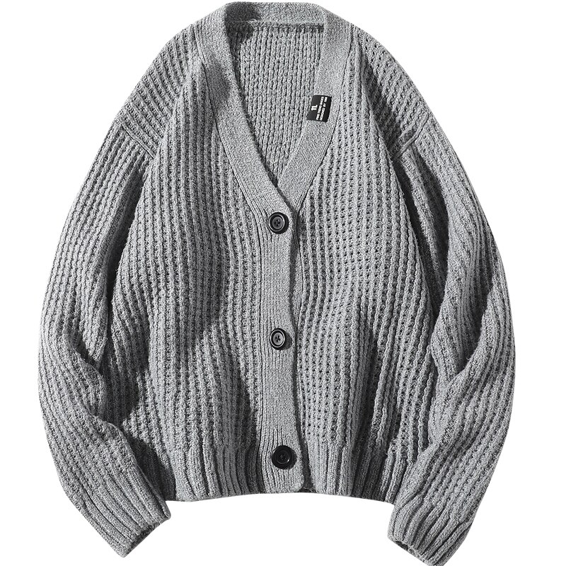 Winter Cardigan Men Solid Color Casual V-neck Knit Sweater Jacket Men Streetwear Wild Loose Sweter Male Clothes M-3XL