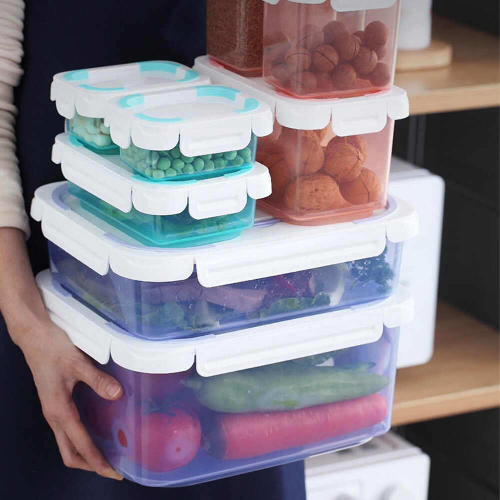 300-6500ml Refrigerator Food Storage Containers With Drainer Kitchen Storage Vegetable Fruit Fresh Box Organizer With Lid