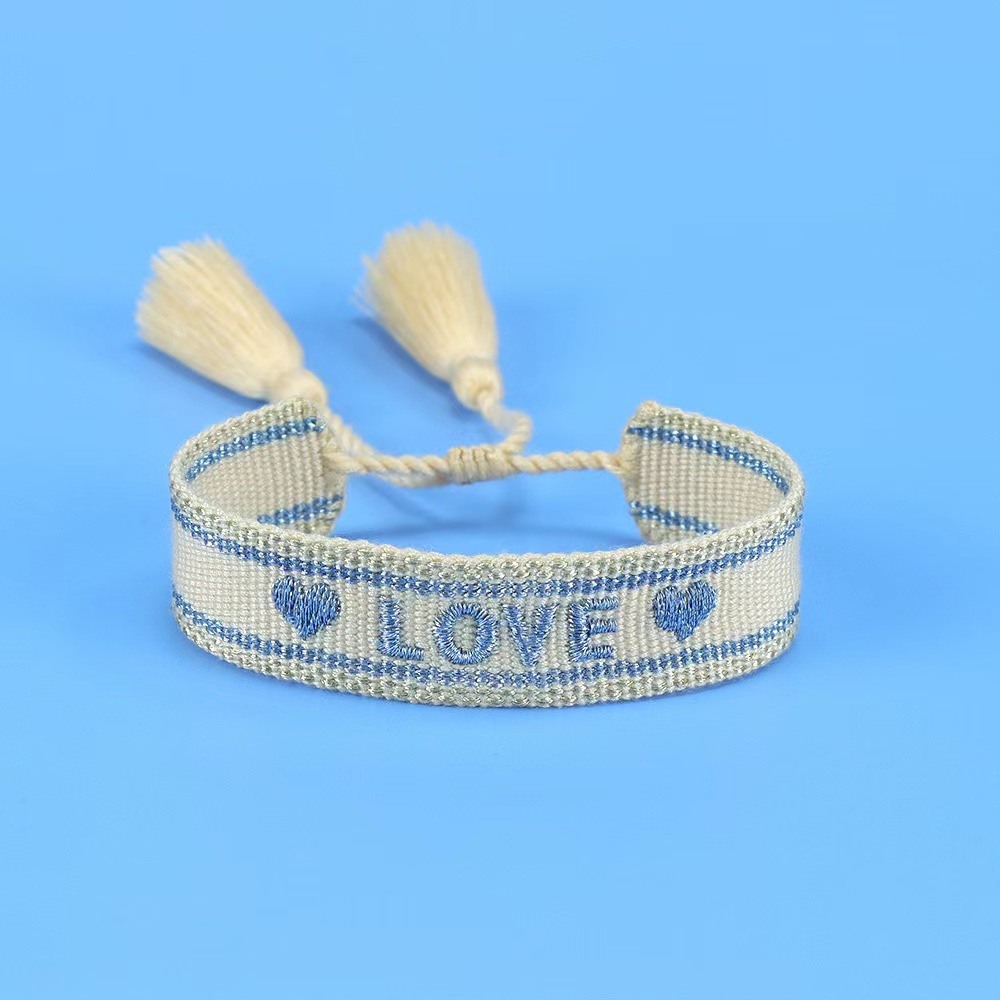 Bordado bordado borla pulseira manual da mulher corda ajustável tecido pulseira amizade nacional jóias presente atacado: 130
