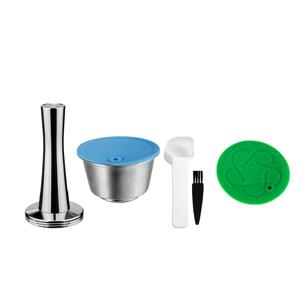 icafilas Coffee Capsule for Nescafe Dolce Gusto Maker Reusable Coffee Filte for Piccolo XS &amp; Genio S Machine Stainless Steel Pod: 1Capsule Tgreen Lid