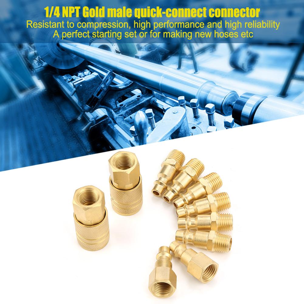 Conector de compresor de manguera NPT de 1/4 pulgadas, 10 Uds., conexión de línea de aire, Conector de enganche rápido hembra/macho, herramienta de accesorios de enchufe